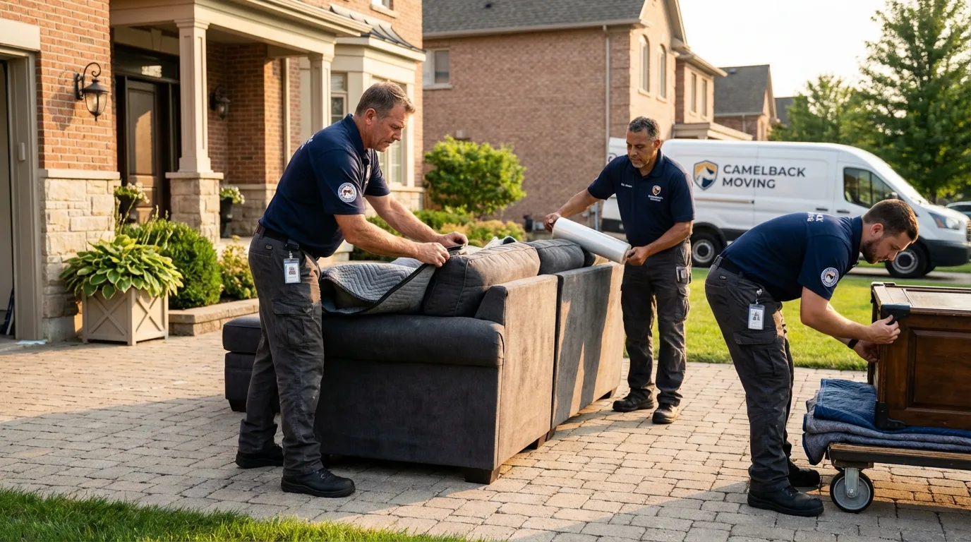 Large estate moving crew wrapping furniture in Joplin, MO